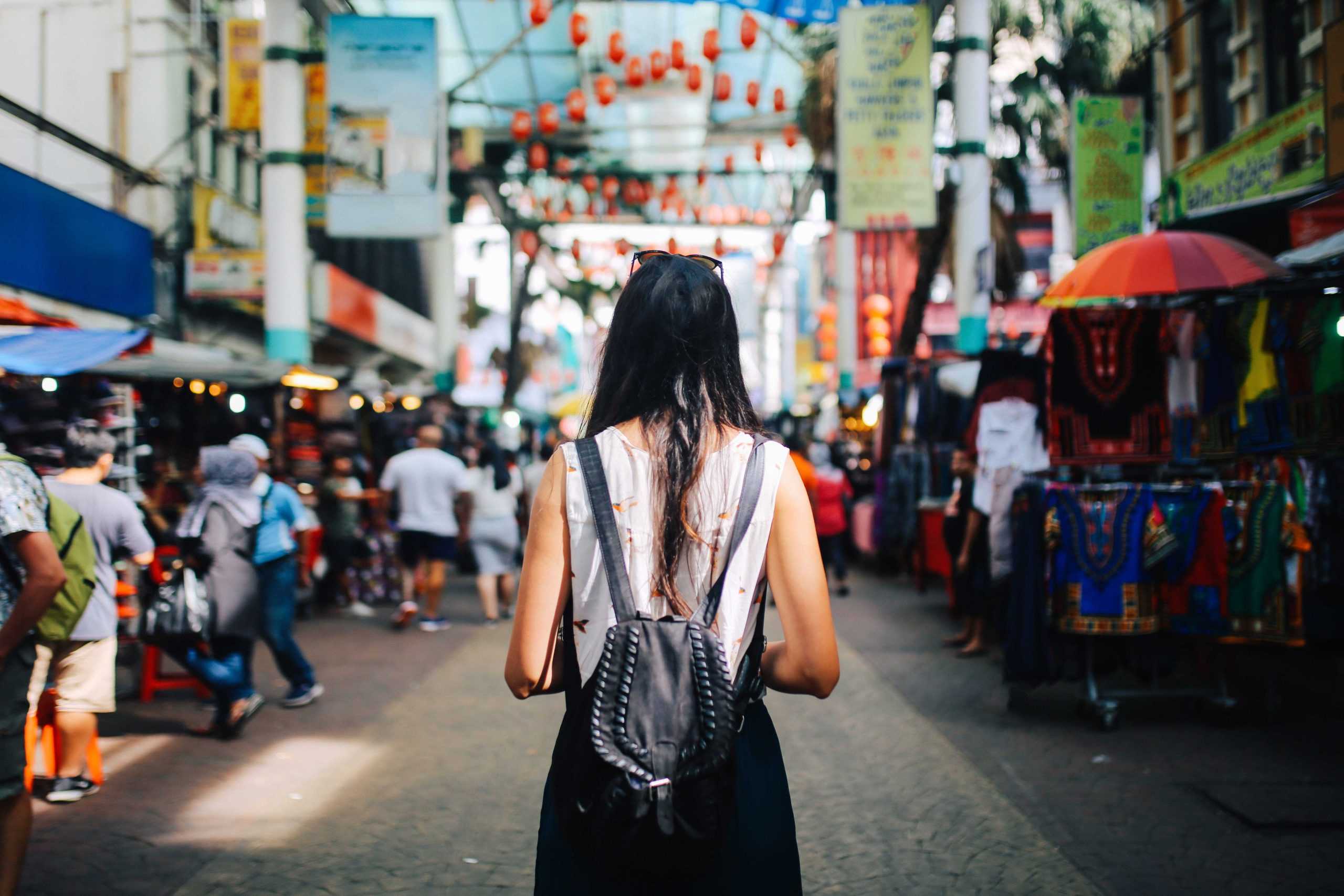 Young traveler in a bazaar